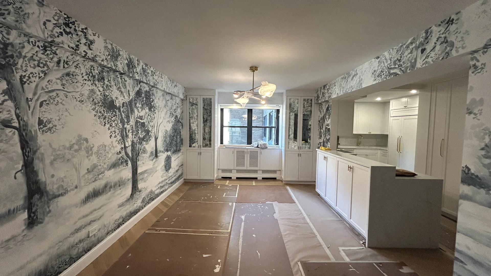Forest scene wallpaper installation